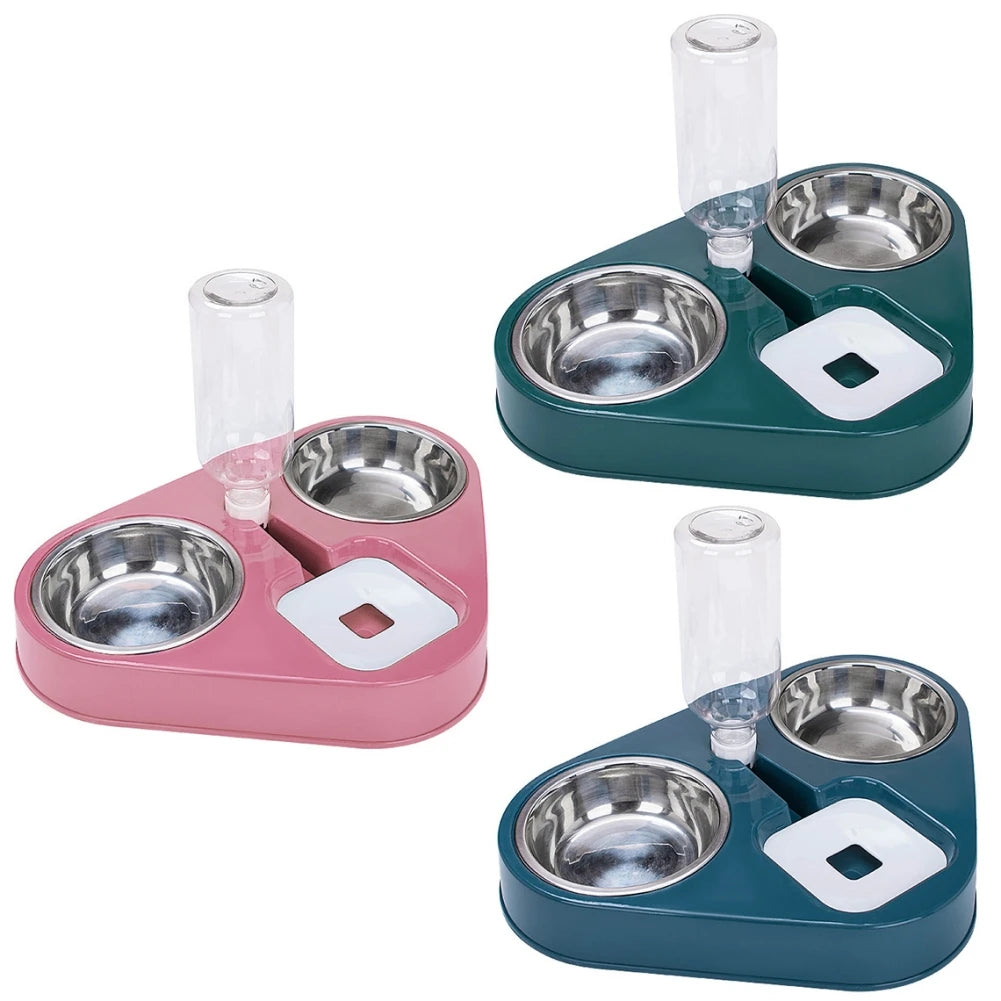 500ML Pet Dog Feeder Bowl With Water Bottle Automatic - PuppiPaw